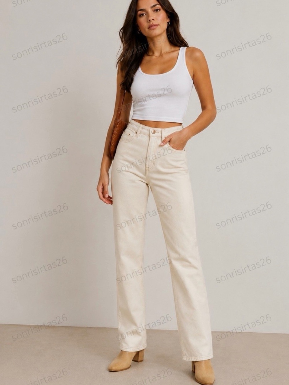 Reformation Cowboy Jeans in Off-White/Cream